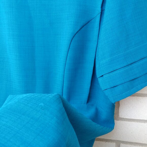 Amish Mennonite Cape Dress Plus Size 46"B 37"W Handmade Modest Teal Blue Prairie - Picture 6 of 11